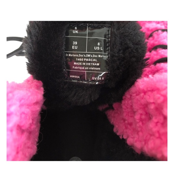 🆕 Dr. Martens 1460 Pascal Pink Lux Borg Faux Shearling Combat Boots - Picture 8 of 9